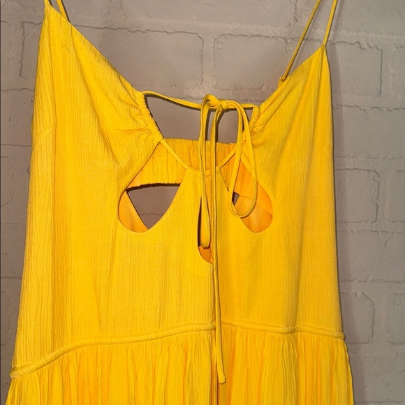 Jonathan Simkhai dress Lina Maxi yellow daffodil cut out tiered lined NEW small - Picture 4 of 8